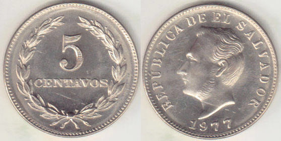 1977 El Salvador 5 Centavos (Unc) A008675